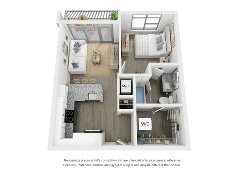 One bed one bath apartment at brand new building, Link Apartments Broad Ave in Memphis, TN.  at Link Apartments® Broad Ave, Memphis, 38112